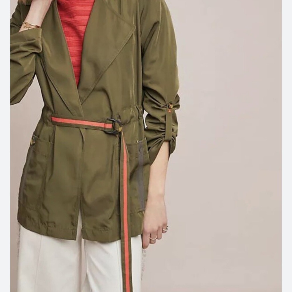 Anthropologie Gisborne Anorak Army Green Belted Jacket